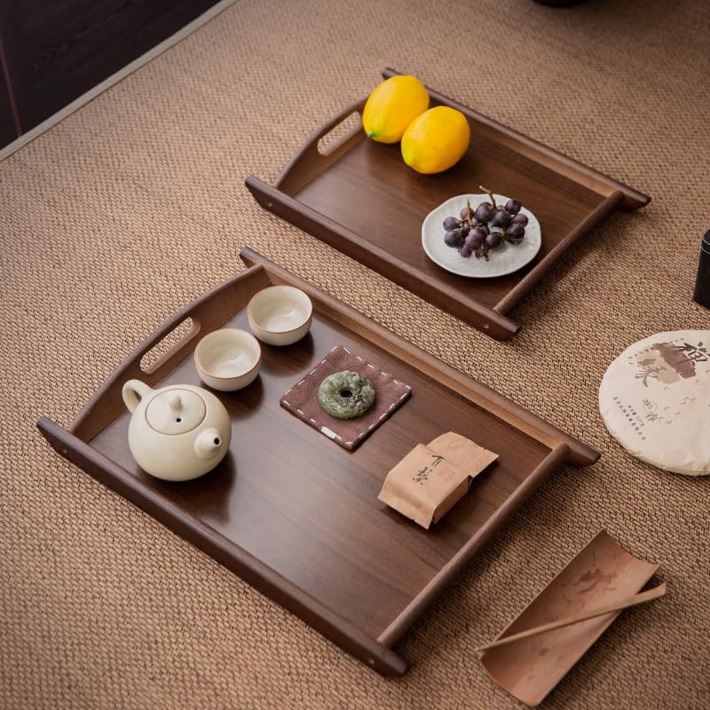 Wood Serving Tray, Wooden Tray with Handles, 20.47 inch Square Decorative Serving Trays Platters for Home, Party, Coffee Table,Dining Table & Countertop - size: 20.5" x 13.4" x 1.2"