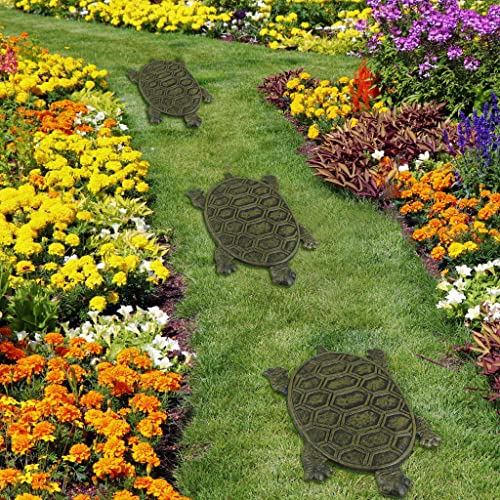 MDLUU Turtle Stepping Stone, Cast Iron Flagstone, Decorative Tortoise Stepping Stone for Garden Walkway, Flower Bed (Bronze) - size: Turtle(12.9" x 8.6")Bronze