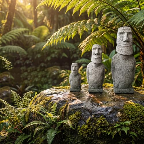 Easter Island Moai Statue - Stone Moai Figurine Decor for Home & Outdoor Garden - 3 (Large Size) - size: Large Size