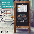 Better Office Products Magnetic A-Frame Chalkboard Sign, Extra Large 20" x 40", Standing Chalkboard Easel, Deluxe Set with Multiple Accessories, Outdoor Sidewalk Sandwich Board Sign,(Rustic Brown) - style: Rustic Brown