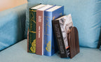Large Bookend Hold Heavy Books- 7x4x5in 3 Pack Wood Bookends for Heavy Books Heavy Duty Walnut Book Ends for Men Wood Bookends for Office Desk Non-Skid - color: Walnut-r-3pair