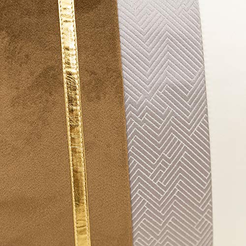 Avigers 20 x 20 Inches Coffee Brown White Gold Leather Striped Patchwork Velvet Cushion Case Luxury Modern Throw Pillow Cover Decorative Pillow for Couch Living Room Bedroom Car - color: Coffee Brown, size: 20" x 20" (Pack of 1)