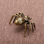 Brass Spider Figurine, Japanese Style Fengshui Wealth Sculpture Lucky Statue Tea Pet Miniature Artware Collectible Figure for Home Office - color: 1 Spider Statue