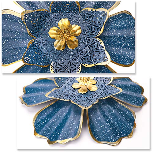 EASICUTI Blue Metal Flower Wall Decor Boho Metal Wall Art Decorations Hanging For Indoor Outdoor Home Bathroom Patio Fence Garden Bedroom Living Room Or Wall Sculptures 12 Inch - color: Royal Blue
