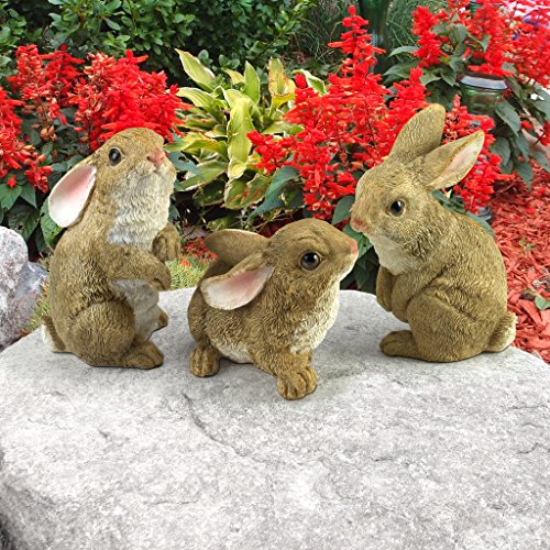 Design Toscano QM92008 Bunny Den Rabbits Indoor/Outdoor Set of Three Garden Animal Statues, 5 Inches Tall, Handcast Polyresin, Full Color Finish - style: The Bunny Den