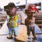 Resin Sculpture, Handmade Biggie + Tupac Ornament, Commemorative Resin Figurine (Red) - color: Biggie + (Red)