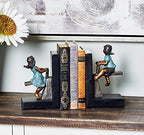 Deco 79 Polystone People Bookends with Swing Set, Set of 2 5"W, 8"H, Brown