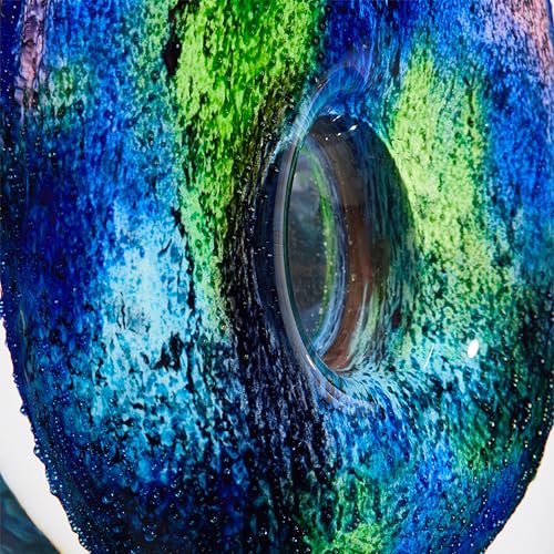 Luxury Lane Hand Blown Abstract Hollow Tear Drop Sommerso Art Glass Sculpture for Home Decor 14 inch Tall Centerpiece Table Decoration - size: 14" tall