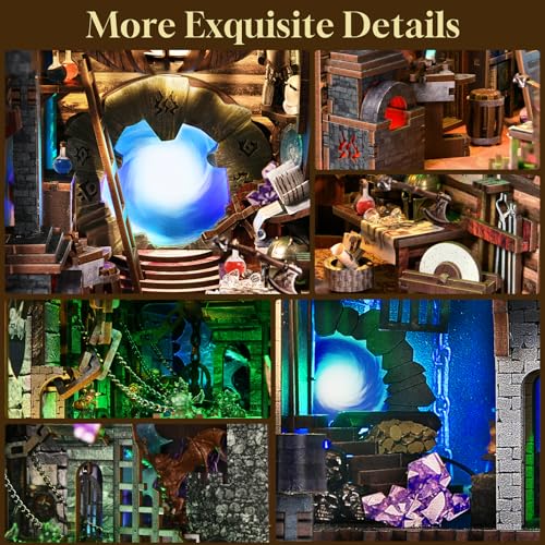 MiniCity Book Nook Kit, DIY Miniature Dollhouse Booknook Kit with Led Light and Dust Cover (Blade and Magic) - style: Blade and Magic