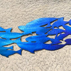 LiveInUrban Coastal Wall Art School of Fish Metal Wall Sculptures, Ocean Beach Themed Metal Hanging Home Decoration 3PCS 15.9"x11.5" - color: school of fish