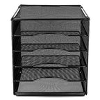 Amazon Basics 5-Tier Mesh Desk Organizer, File Holder, Paper Sorter for Office Supplies, Mail, Documents, 13.6 x 9.5 x 12.8 inches, Black