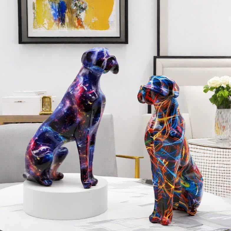 Dog Graffiti Ornament Statue, Collectible Graffiti Decorations for Living Room, Colorful Art Sculpture,for Office Desk Table Top Bedroom Book Shelf Abstract Statue (Colorful) - color: Colorful