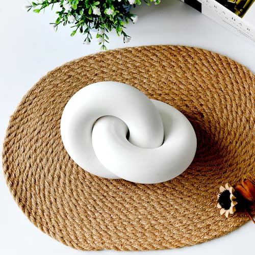 Wood Knot for Coffee Table Wood Link Chain Decor Shelf Decorations, Modern Farmhouse Bookshelf Decorative Objects - color: White-1 Pack