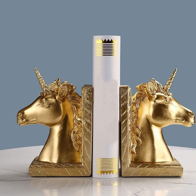 Bookends Nonskid Bookends Decorative Bookends Creative Horse Head Shape Ornaments Handmade Light Luxury Bookends Handicrafts Book Brackets