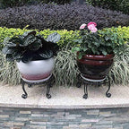 Metal Outdoor Plant Stand 11.8IN Diameter Heavy Duty Plant Pot Stands for Indoor Round Flower Pot Support Rack Set of 2,Black