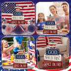 CroBlissful 4 Pcs 4th of July Decorations Patriotic Memorial Day Tabletop Decoration Red White Blue Table Centerpieces Sign for Office Tiered Tray Home Shelf 250th Anniversary(God Star) - style: God Star