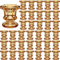 Foaincore 36 Pcs Candlestick Holders Bulk 2.36 Inch Taper Candle Holders Small Glass Candle Holder for Wedding Table Centerpiece Party Decoration (Amber)