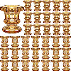 Foaincore 36 Pcs Candlestick Holders Bulk 2.36 Inch Taper Candle Holders Small Glass Candle Holder for Wedding Table Centerpiece Party Decoration (Amber)