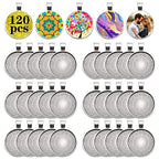 120Pcs Pendant Trays, Alloy Tray Charms Bulk, Round Pendant Blank, Bezel Trays for Homemade Necklaces, Jewelry Making, DIY Crafts, Resin Art and Paint Pour Skins - size: 120 PCS