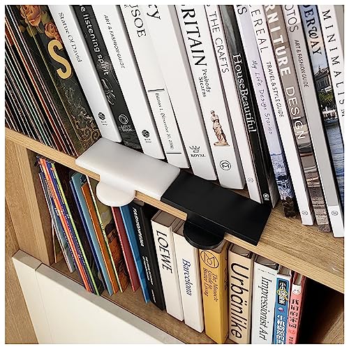 Bookshelf Organizer Tool Align Books A Spirit Level for Books Plastic Bookend Book Shelf Guide for Home Office Library, Book Stopper, Desktop Organizer (White) - color: White