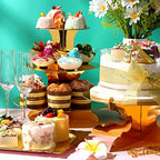 Zopeal 7 Pcs Dessert Table Display Set 3-Tier Cupcake Stand 1-Tier Cup Cake Display Tower Platters and Serving Trays Cardboard Cake Cookie Holders for Wedding Birthday Party Baby Shower(Gold) - color: Gold
