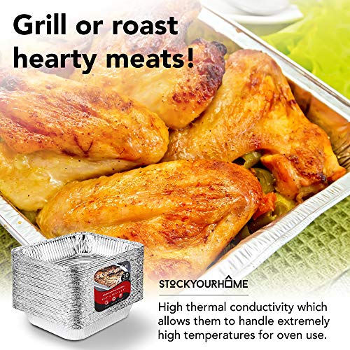 Aluminum Pans 9x13 Disposable Foil Pans (30 Pack) - Half Size Steam Table Deep Trays - Tin Foil Pans Great for Cooking, Heating, Storing, Prepping Food, Stock Your Home - size: 30 Pack