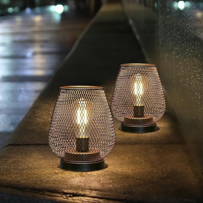 JHY DESIGN Set of 4 Metal Cage LED Lantern Battery Powered Cordless Accent Light with LED Great for Weddings Parties Patio Events for Indoors Outdoors - style: Set of 4 Modern