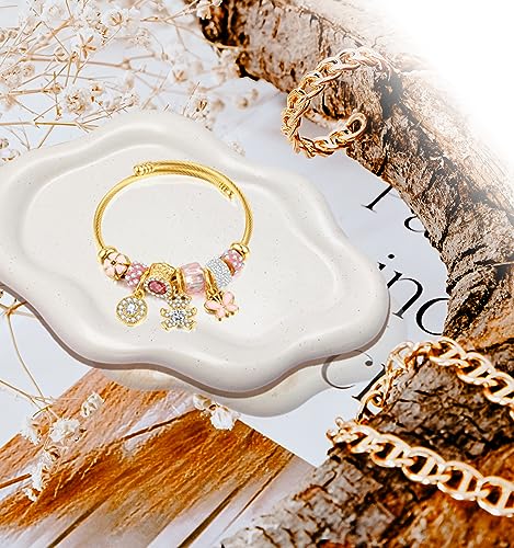 Ceramic Jewelry Dish for Women, Jewelry Tray Trinket Dish, Cloud Tray Jewelry Plate, Watch Keys Tray Ring Dish Holder for Mother's Day/Christmas/Thanksgiving/Birthday Gift, Off-White Spotted - color: Spotted Matte White