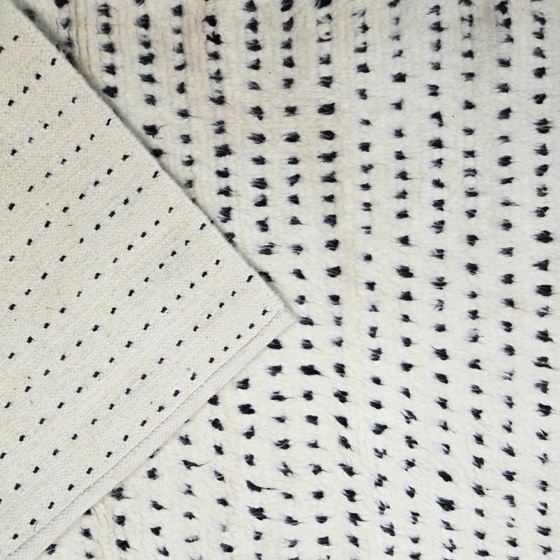 Art Object Handknotted Wool Area Rug Multi Sizes Ivory Polka Dot Pattern Hand Woven Carpet for Living Room Bedroom - Soft Pile Pet Friendly Home Decor Made in India - size: 10' x 8' (Rectangular)