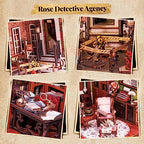 Cutefun Book Nook Kit, DIY Miniature Dollhouse Booknook for Adults, 3D Wooden Puzzle Bookend Bookshelf Insert Decor with LED Light, Gift for Craft Lovers (Rose Detective Agency) - style: Rose Detective Agency