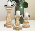 Candle Holder Stand Wooden, Candelabra, Candle Holder, Unity Candle Holders, Rounded Turned Colums, Country Style Ideal for Gift, Wedding, Christmas, Party, Home - 10,8,6 Inch - Set of 3 - White Wash - color: White Wash, size: 10,8,6 Inch Mid Circle
