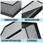Hicarer 4 Pcs Black Metal Letter Tray Stackable Desk Tray Single Wire Mesh Organizer Front Load File Paper Holder for Desktop Office Home School Classroom (12.8 x 9.84 Inch) - size: 12.8 x 9.84 Inch
