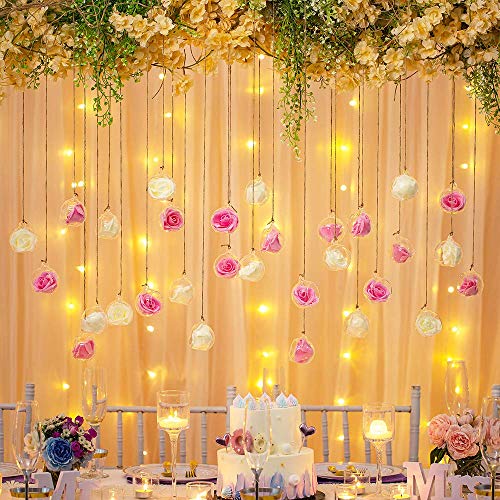 Sziqiqi Hanging Glass Globes Orbs Tea Light Candle Holders fillable with Trinkets for Wedding Ornaments, Wedding Birthday Christmas Party Centerpiece Accessory 2.36inch 20pcs +4 Extra - color: Without Led, size: 24pcs
