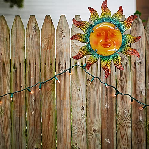 JOYBee Metal Sun Face Wall Art Decor-Sunface all Decor-Home Decor Artistic Sun Face Metal Wall Sculpture for Indoors or Outdoors Kitchen Farmhouse patio porch (13.25 * 12.5inch) - color: Color sun