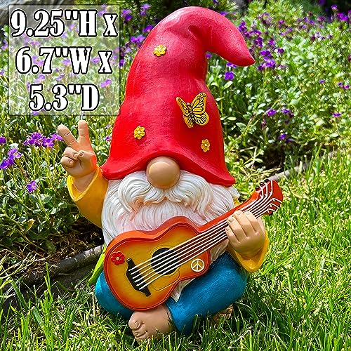 Mood Lab Garden Gnome - Funny Hippie Gnome Figurine - 9.25 Inch Tall Lawn Statue - for Outdoor or House Decor