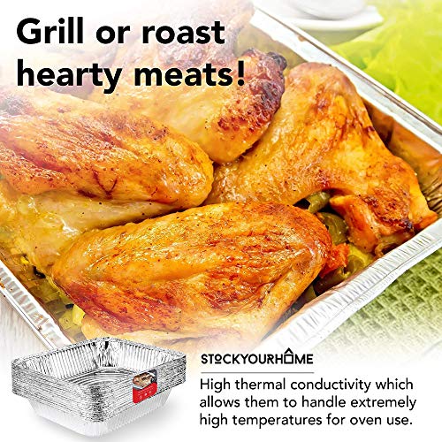 Aluminum 9x13 Disposable Foil (25 Pack) – Half Size Deep Steam Table for Cooking, Heating, Storing, Prepping Food, Stock Your Home - size: 25 Pack