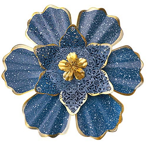 EASICUTI Blue Metal Flower Wall Decor Boho Metal Wall Art Decorations Hanging For Indoor Outdoor Home Bathroom Patio Fence Garden Bedroom Living Room Or Wall Sculptures 12 Inch - color: Royal Blue