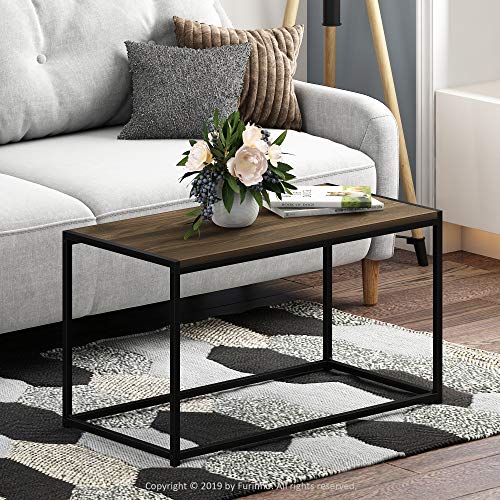 FURINNO Camnus Modern Living Coffee Table, Columbia Walnut - color: Columbia Walnut, size: Rectangular Metal Frame