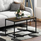 FURINNO Camnus Modern Living Coffee Table, Columbia Walnut - color: Columbia Walnut, size: Rectangular Metal Frame