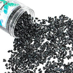 Crushed Glass for Resin Art - 3-6mm Black, 1.5lb | Broken Glass Pieces for Crafts, Vase Filler & Fire Pit Media - color: Black
