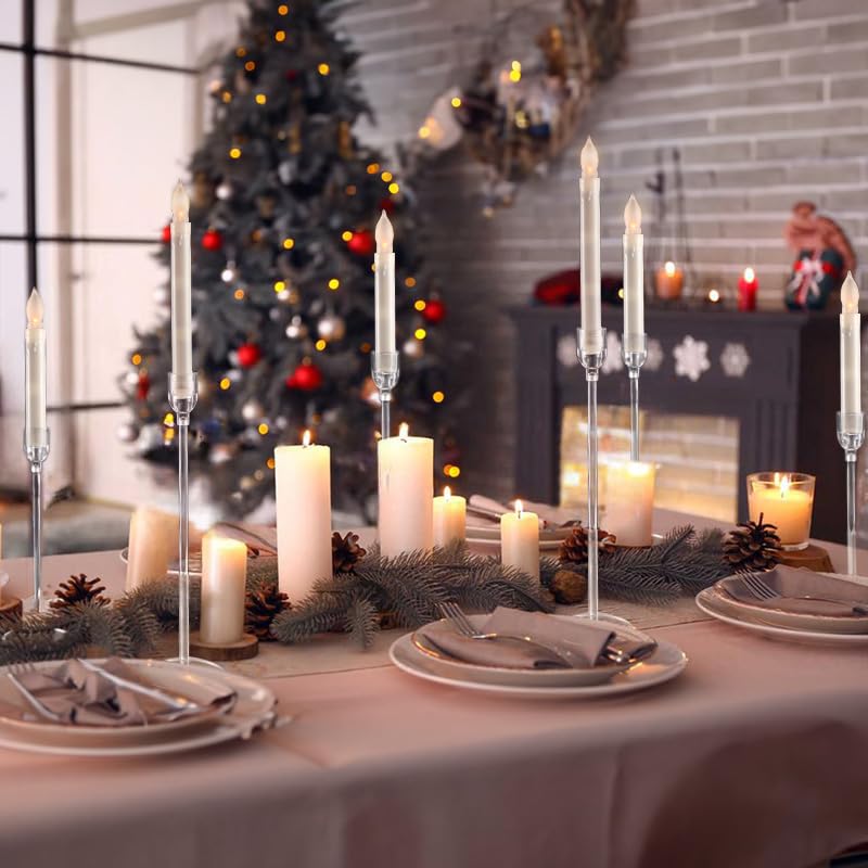 Vincidern 18pcs Acrylic Candle Holders Centerpieces for Table, Taper Candle Holder for Table Centerpieces, Wedding, Valentine, Dining Room Decorations, Clear Candlestick Holder Set - color: Clear-18pcs