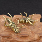 Brass Cricket Figurine Brass Statue, Lucky Cricket Fengshui, Wealth Sculpture Animal Craft Collectible Figure Ornament for Home Desktop Office, Golden - color: 2 Cricket Statue