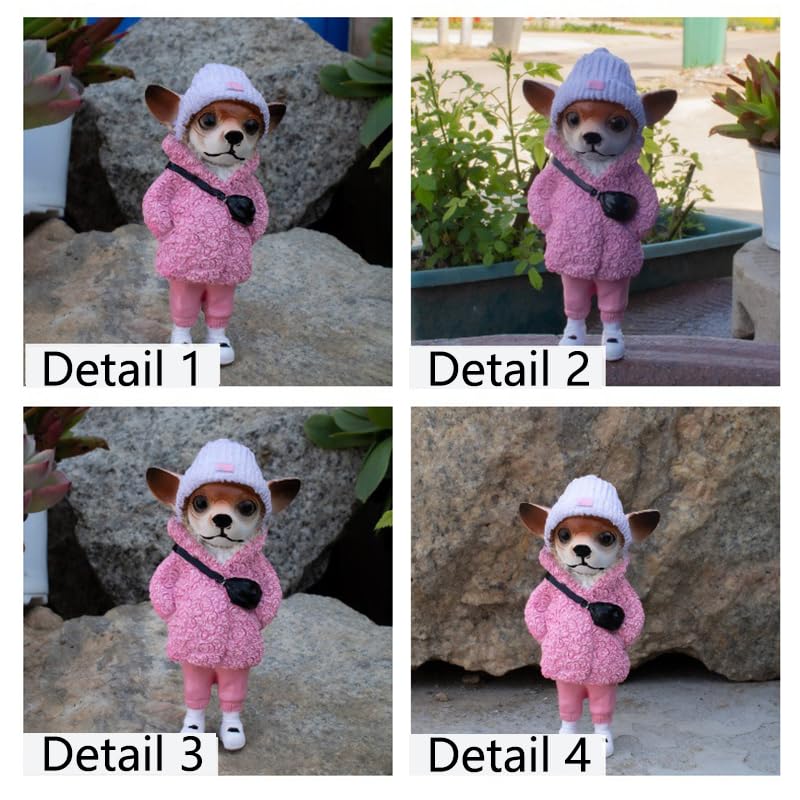 Cute Resin Backpack Dog Crafts Living Room Desktop Decorations,Handmade Casual Small Resin Animal Statue Ornament Home Decor Light Pink - color: Light Pink
