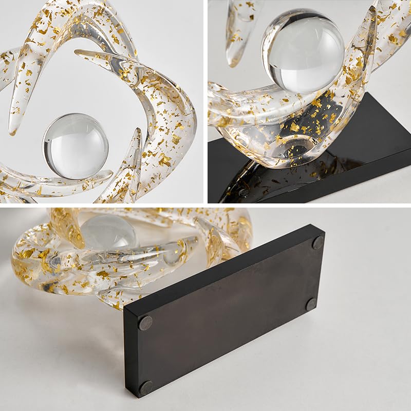 Abstract Art Sculpture, Resin Gold Decorative Statue, Modern White Ornaments for Living Room, Decorativas Modernas for Coffee Table/Entryway/Office Collectibles (Gold foil) - color: Gold Foil