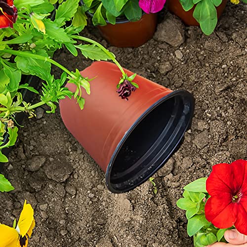50 Pack 1 Gallon Plastic Plant Nursery Pots Thickened Soft Plastic Plant Pots with 50 Pcs Waterproof Plastic T-Type Plant Tags and 2Pcs/Set Transplanting Digging Mini Tools - size: 1 gallon--7.48inch(50pcs)