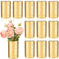 Sunnyray 12 Pcs Gold Cylinder Vases for Centerpieces, 6 Inch Speckled Flower Vase Wedding Decorations, Mercury Glass Votive Candle Holders, Decorative Gold Wedding Centerpieces for Tables