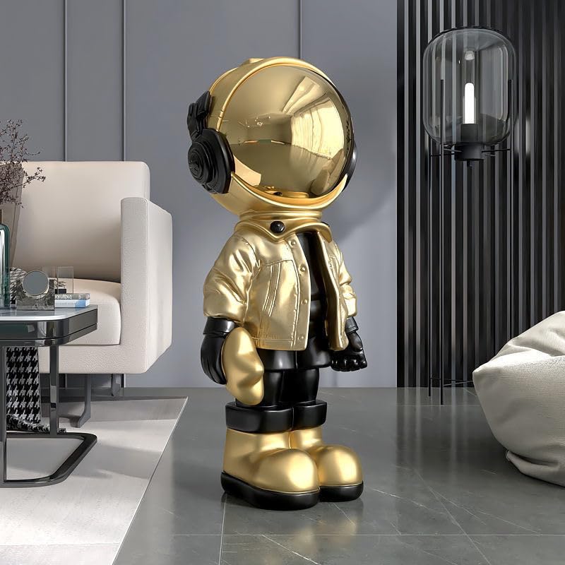 Astronaut Sculpture, Large Spaceman Statue for Home Decor, Living Room, Office, Bedroom, and Retail Spaces, Unique Space-Themed Home Accent. - color: Dark Gold