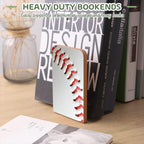 Wood Bookends Non-Slip Bookends Book Stand for Shelves Books/CD - Baseball Pattern