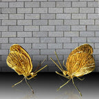 Golden Butterfly Metal Ornament, Solid Metal 3D Insect Desk Figurine Mini Desktop Ornament for Home, Office, Garden