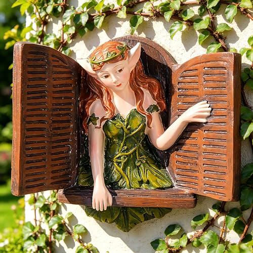 Teaeeno Whimsical Fairy Garden Gnome Statue, Tree Faces Decor Outdoor -7.8 Inch, Funny Garden Tree Decoration,Ideal Patio Yard Lawn Porch Decor - color: Orange
